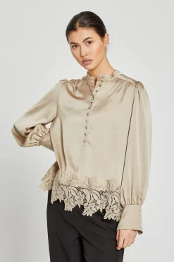 Sale Bruuns Bazaar Acacia Katara blouse - Plaza Taupe