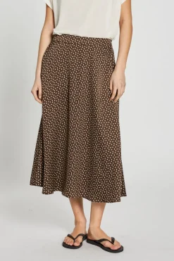 New Bruuns Bazaar AcaciaBBAmattas rok - Bruin/crème stippenprint