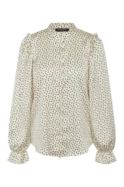 Clearance Bruuns Bazaar AcaciaBBFria overhemd - Crème/zwarte stippenprint