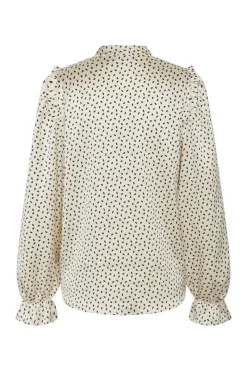 Clearance Bruuns Bazaar AcaciaBBFria overhemd - Crème/zwarte stippenprint