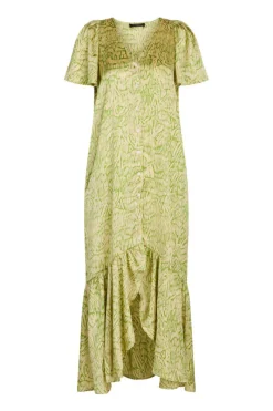 New Bruuns Bazaar AcaciaBBHanielle jurk - Mosgroene print