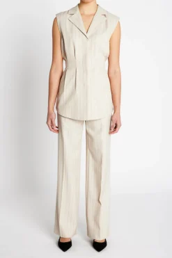 Online Bruuns Bazaar ApricotBBUrwa waistcoat - Light Grey stripes