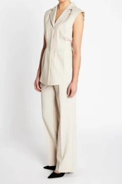 Online Bruuns Bazaar ApricotBBUrwa waistcoat - Light Grey stripes