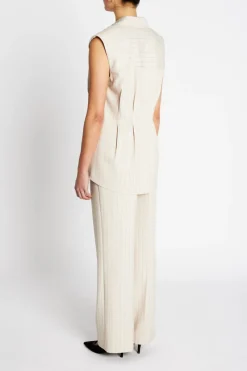 Online Bruuns Bazaar ApricotBBUrwa waistcoat - Light Grey stripes