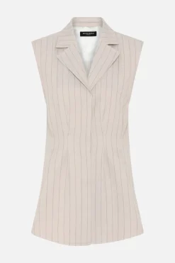 Online Bruuns Bazaar ApricotBBUrwa waistcoat - Light Grey stripes