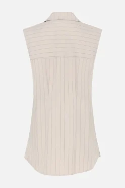 Online Bruuns Bazaar ApricotBBUrwa waistcoat - Light Grey stripes