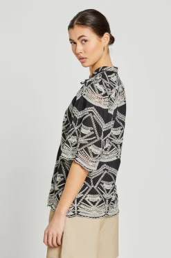 Clearance Bruuns Bazaar ArvensisBBLarin overhemd - Zwart/Creme