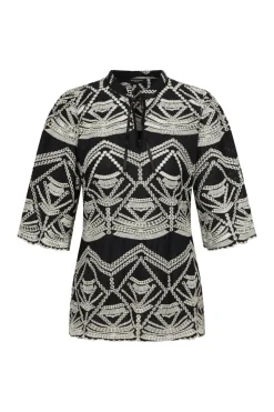 Clearance Bruuns Bazaar ArvensisBBLarin overhemd - Zwart/Creme
