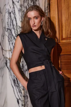Best Bruuns Bazaar BillBBerin gilet - Zwarte krijtstreep