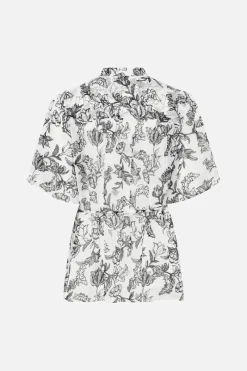 Online Bruuns Bazaar ChiffonBBMatea shirt - Creme w Black flower