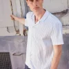 Fashion Bruuns Bazaar DimensionBBHomme shirt - Light blue stripe