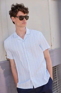 Fashion Bruuns Bazaar DimensionBBHomme shirt - Light blue stripe