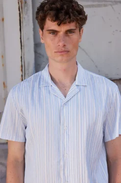 Fashion Bruuns Bazaar DimensionBBHomme shirt - Light blue stripe