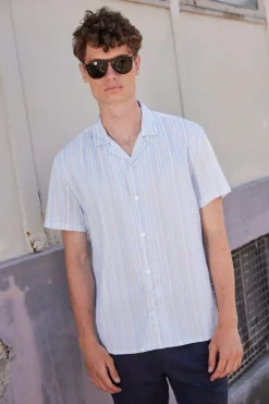 Fashion Bruuns Bazaar DimensionBBHomme shirt - Light blue stripe