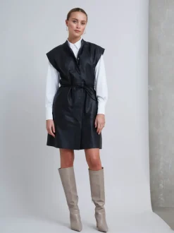 Best Bruuns Bazaar EyteliaBBKanza leren jurk - Zwart