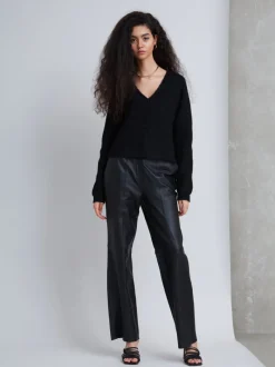 Discount Bruuns Bazaar EyteliaBBKaranya leer BROEK - Zwart