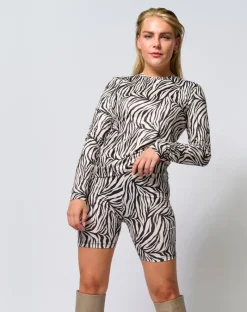 Outlet Bruuns Bazaar ReginaBZ Blouse met ronde hals - Zebraprint