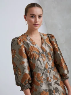 Outlet Bruuns Bazaar WhirlingBBAMaru jurk - Bruine bloem