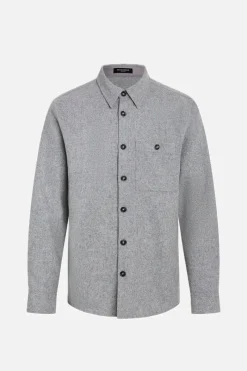 New Bruuns Bazaar WoolBBReve overhemd - Grijs gemêleerd