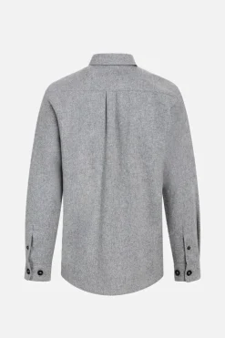 New Bruuns Bazaar WoolBBReve overhemd - Grijs gemêleerd